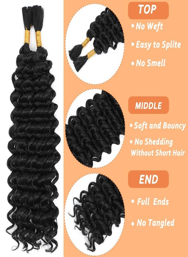JINHUI Human Braiding Hair Mix Synthetic Deep Wave Bulk Hair for Braiding, 18 Inch Wet and Wavy Braiding Hair 2 Pcs Boho Hair for Braiding Curly Bohemian Hair Extensions - Image 2